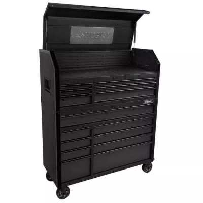 INDUSTRIAL 52 IN. W X 21.5 IN. D 6-DRAWER MATTE BLACK TOP TOOL CHEST WITH PULL-OUT WORK SURFACE AND LED LIGHT