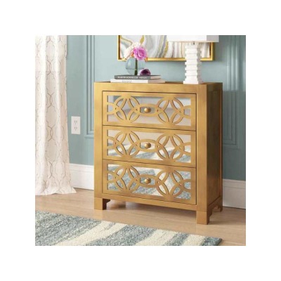 28" Tall 3 - Drawer Mirrored Accent Nightstands