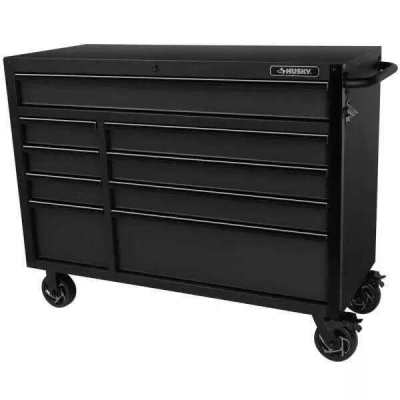 INDUSTRIAL 52 IN. W X 21.5 IN. D 9-DRAWER TOOL CHEST ROLLING CABINET IN MATTE BLACK I